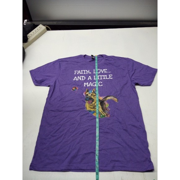 Next Level Apparel Large Purple Graphic Crew-Neck T-Shirt Faith Love and a littl - Picture 2 of 5